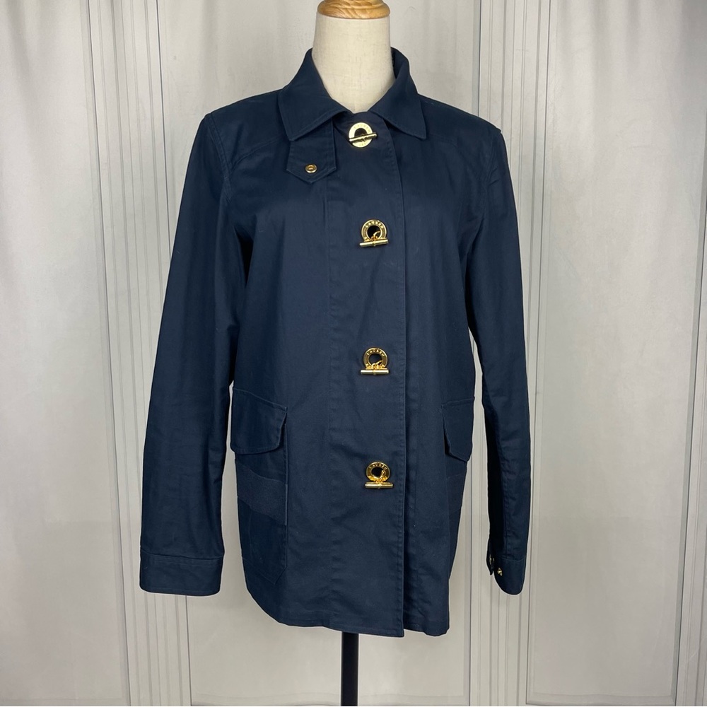 Lauren Ralph Lauren Cotton Jacket - Navy w/ Gold Toggle Closures - Women's Small